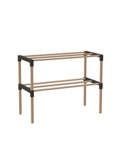Schoenenrek 2 Lagen – Zwart - Compact Houten Schoenenkast – Ruimtebesparend Schoenenrek voor 6+ Paar – Duurzaam & Modern Design – 51 x 23 x 39 cm