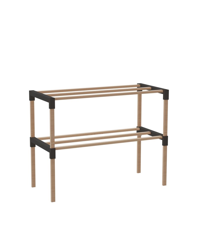 Schoenenrek 2 Lagen – Zwart – Compact Houten Schoenenkast – Ruimtebesparend Schoenenrek voor 6+ Paar – Duurzaam & Modern Design – 51 x 23 x 39 cm