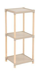 FixWood Houten Modulaire Opbergrek – Massief Hout & Kunststof – Badkamerrek, Keukenrek of Plantenrek – 72 cm Hoog – Beige/Naturel