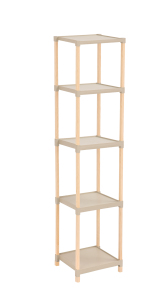 FixWood Houten Modulaire Opbergrek – Massief Hout & Kunststof – Badkamerrek, Keukenrek of Plantenrek – 127 cm Hoog – Beige/Naturel