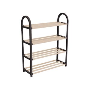 Schoenenrek 4 Lagen – Zwart - Ruimtebesparend Schoenenkast – Modern Design – Metaal & Hout – Voor 12+ Paar Schoenen – Opbergsysteem Schoenenrek Hal, Slaapkamer of Woonkamer (kopie)