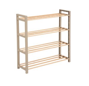 Schoenenrek 4-laags – 65x20x68 cm – Houten & Kunststof Schoenenkast – Schoenen Organizer – Ruimtebesparend Schoenenrek voor Hal, Slaapkamer of Gang – FixWood