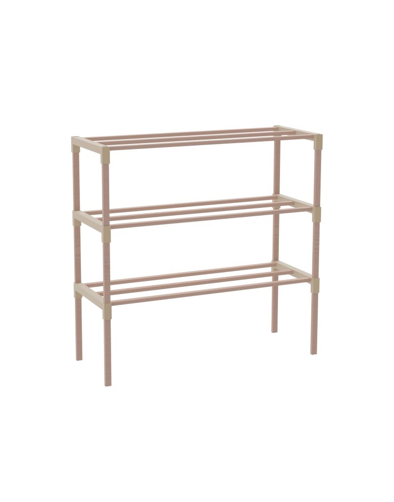 Schoenenrek 2 Lagen – Beige – Compact Houten Schoenenkast – Ruimtebesparend Schoenenrek voor 6+ Paar – Duurzaam & Modern Design – 51 x 23 x 39 cm