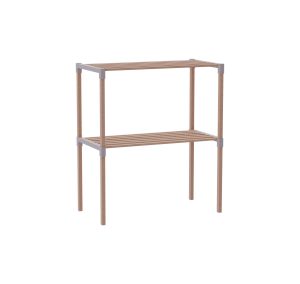 FixWood 2-laags Ovenrek – Keukenrek van Hout en Kunststof – Magnetron Rek – 58x34x63 cm – Multifunctioneel Opslagrek – Extra Werk- & Opbergruimte