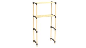 FixWood 2-Laags Wasmachine Rek – Zwart - Houten Opbergrek voor Wasmachine – Ruimtebesparend Badkamerrek 127 cm – Beukenlook – 33x66x127 cm (